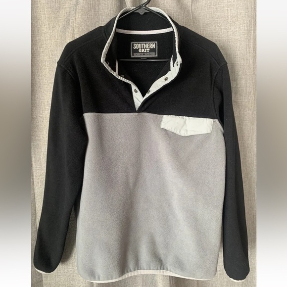 Southern Grit Fleece Sweater Small Mens Chest Pocket Quarter Snap - Picture 1 of 4